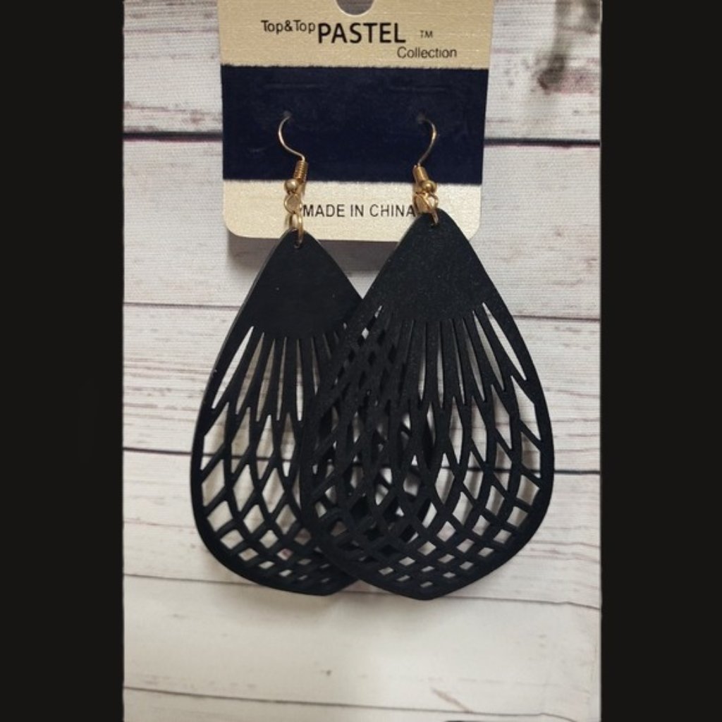 Bogo Sale. Top & Top Pastels Wood Hand Carved Dangle Lightweight Earrings
